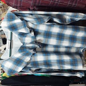 Carolina Colors ruffle neck plaid top no sz tg (InvW216)